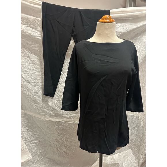 Skas Fifth Avenue Petite Collection- Black 71%Triacetate Blend Top and Pants Set - Picture 1 of 9